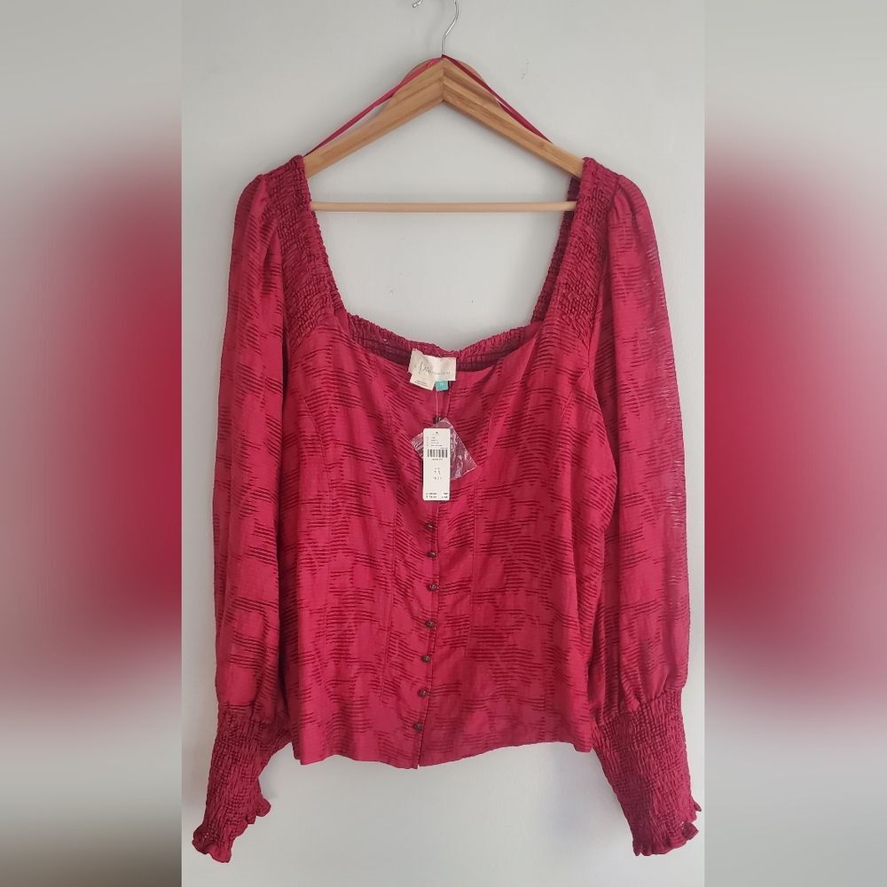 Anthropologie Romantic Puff-Sleeved Blouse Plus Size 2x - Picture 3 of 12